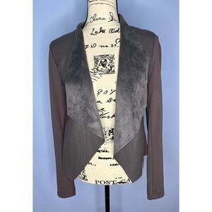 KUT From the Kloth Soft Vegan Suede & Leather Open Drape Jacket S New with Defec